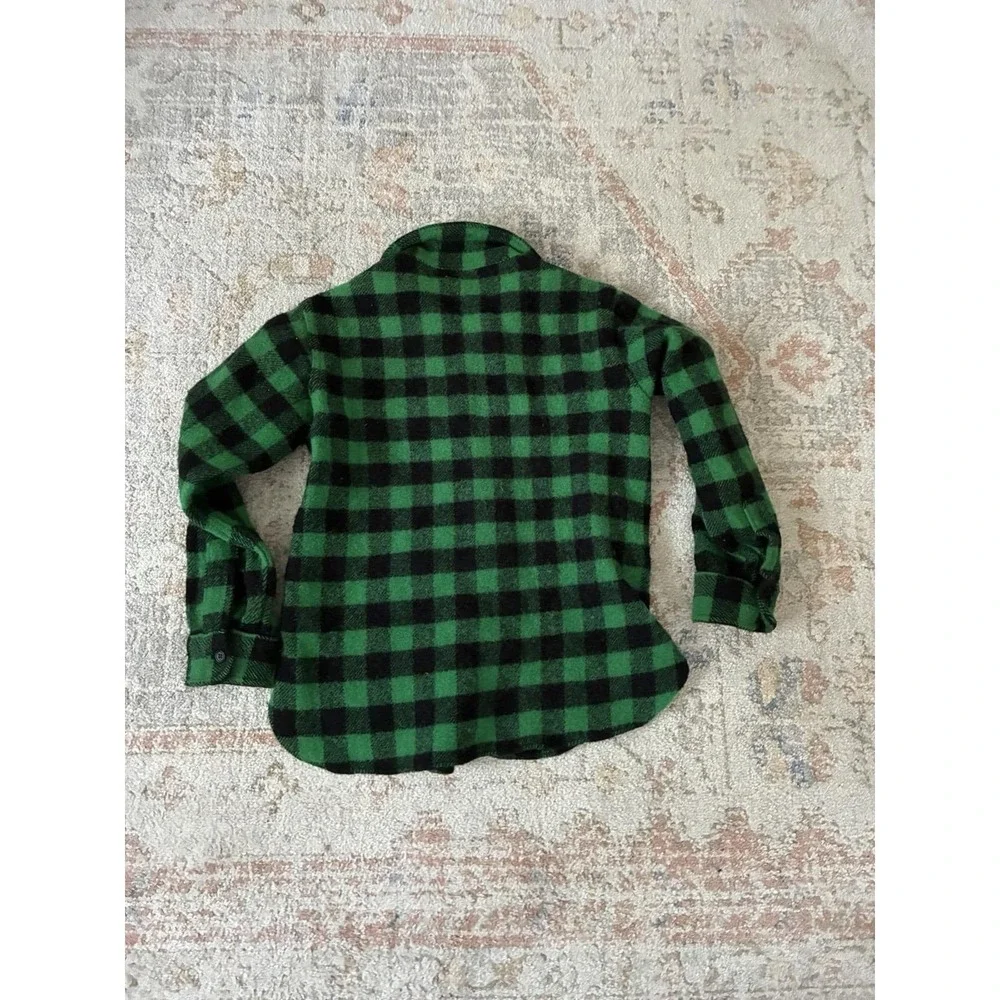 Woolrich Vintage Green Black Buffalo Check Wool Shacket S/M - Picture 7 of 7